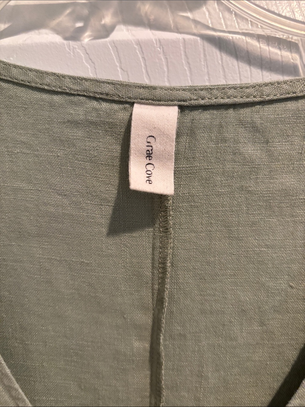 V-Neck Midi Dress in Sage Green with Front Pleat - Picture 2 of 7